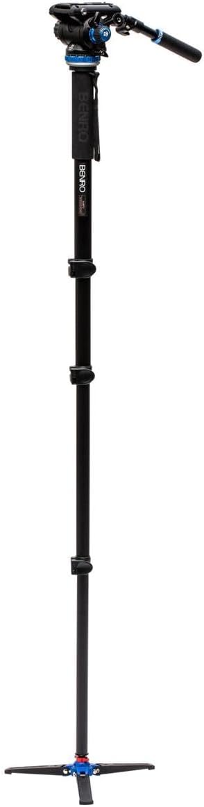 Benro Classic Video Monopod with S6 PRO Flat Base Video Head, 13.2 lb. Max, 3 Leg Folding Base, Flip Lock, Carrying Case- Black (A48FDS6PRO) - Image 2