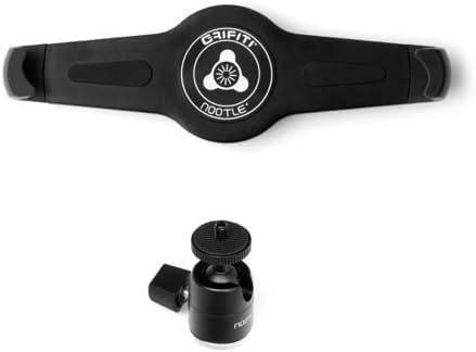 NOOTLE Mini Ball Head and Adjustable Standard to Large Universal Tablet Holder Adaptor 3/8" to 1/4” and 1/4" to 1/4" Mount 9.5-14.5 in Tablets for Tripods, Monopods, Stands by GRIFITI