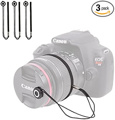 Foto&Tech Camera Lens Cap Leash with Elastic String, Compatible with Universal DSLR SLR Evil Mirrorless Cameras Video (x3) by FOTO%26TECH