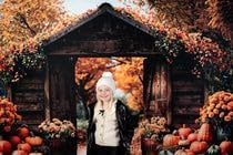 Kate Fall Backdrop Thanksgiving Backdrops for Photography Fall Maple Leaves Pumpkin Barn Door Backgrounds, 7x5ft - Image 3