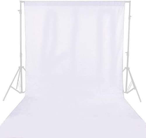GFCC 6FT x 10FT White Polyester Backdrop Curtain for Wedding Party Banquet,Fabric Backdrop | Versatile Screen for Studio, Video Recording, Portrait, Parties, Non-Reflective, Polyester, Easy Hang, High Density by GFCC