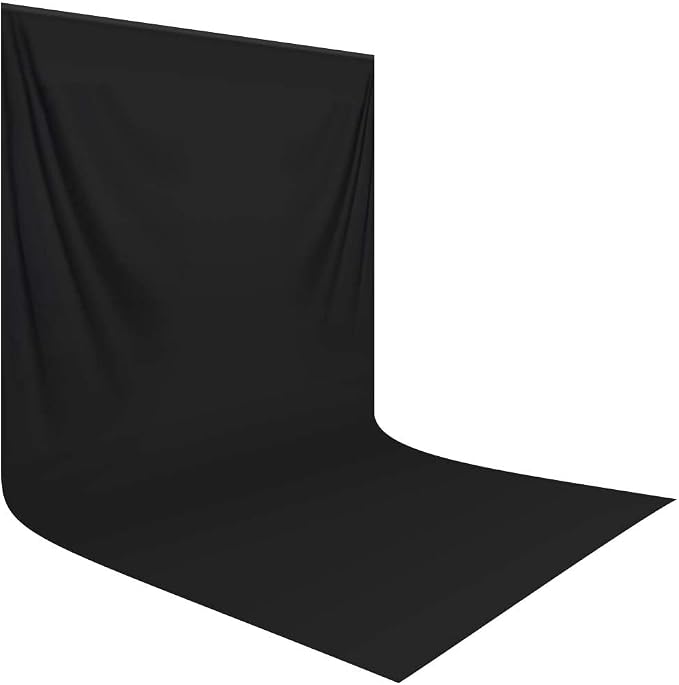 HEMMOTOP Black Photo Backdrop, 10x20ft, Large Photography Background Screen | Polyester Fabric Cloth, Non Reflective, Seamless, Drapes Well, Ideal for Photoshoot, Video Recording, Studio, Party by Hemmotop