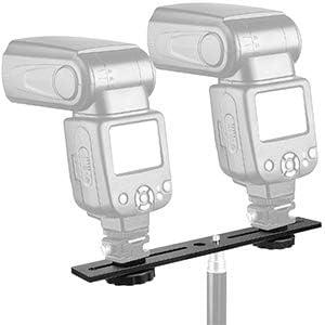 Dual Flash Bracket,Chromlives Dual Tripod Mount Bracket,1/4" Dual Camera Mount Flash Extension Bar,8" Dual Tripod Bracket for Camera,LED Light,DSLR Camera,Tripod,Flash Light(2 Pack) - Image 2