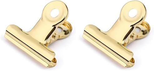 Coideal Small Gold Bull Hinge Clips, 30 Pcs Tiny Metal Binder Paper Clips for Tags Bags, Pictures Photos, Wire Grid Wall Decor, Office and Home Kitchen (Light Gold, 22mm) (Pack of 2) by Coideal