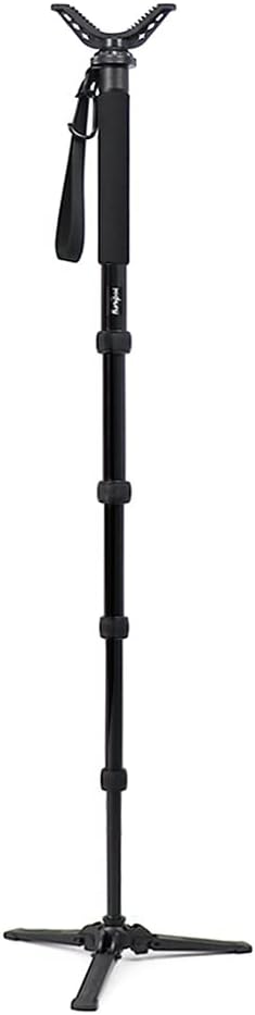 Hunting Monopod Shooting Tripod Stick Gun Rifle Rest | Tiltable and Horizontally Rotatable Tri-Stand Tripod Base, 21"-65" Height Adjustment, Matt Aluminum Construction - Image 7