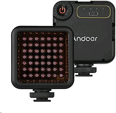 Mini IR Night Vision Light Infrared Photography Light for Video Camera Camcorder Built-in Rechargeable Battery with 3 Cold Shoe Mount for Vlog Video Recording by Andoer