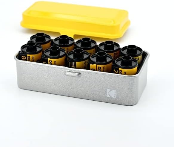 KODAK 120/135 Film Case - for 8 Rolls of 120 Films / 10 Rolls of 35mm Films - Retro Steel Case to Sort & Safeguard Film (Yellow) (Film is not Included) - Image 2