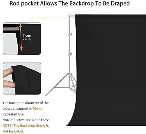 12x10 FT Black Photo Backdrop 100% Polyester Photography Background | Non-Reflective, Wrinkle-Resistant, Washable Large Black Sheet Backdrop for Professional Photoshoot Portraits Video Studio - Image 3