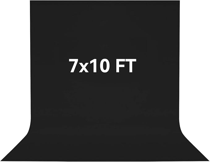 7x10 FT Black Photo Backdrop 100% Polyester Photography Background | Non-Reflective, Wrinkle-Resistant, Foldable Washable Black Sheet for Professional Photoshoot Portraits Party Video Studio by Vevelux