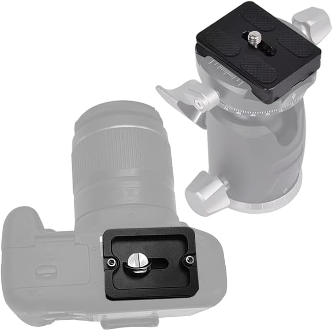 2 Pcs PU50 Tripod Quick Release Plate + 2 Pcs 1/4-3/8 Inch Screw, 50mm*38mm Camera Plates Mount with 1/4''-20 Screw, Compatible with Manfrotto Arca Swiss Benro QR Plate for DSLR Camera - Image 7