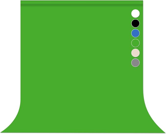 Green Screen Backdrop for Photoshoot Pure Background 10x10 ft | Photography Studio Photo Booth Curtain for Headshot, Homestudio, Portrait, Video, Meeting, Easy to Install, Washable Fabric by Pksoiil