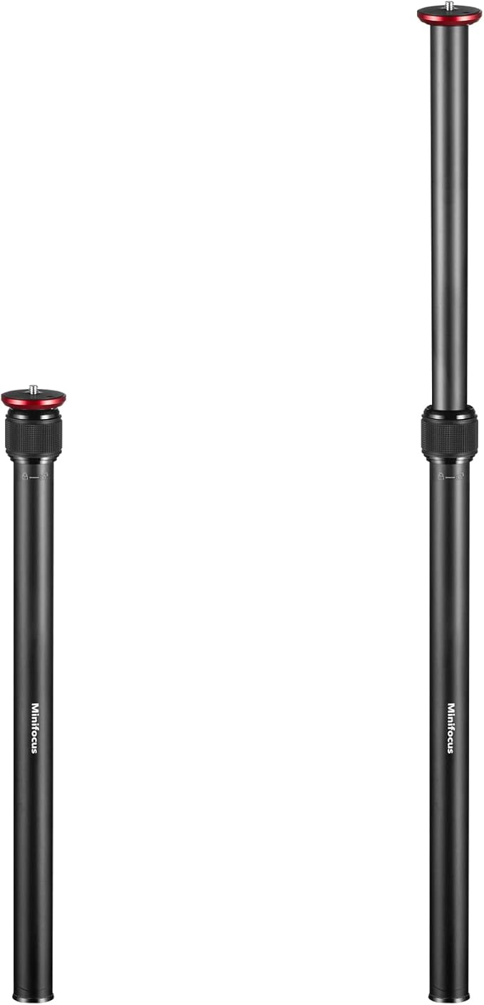 MINIFOCUS Tripod Extension, 2 Section Center Columns, 23.4" Alloy Aluminum Tripod Extender Tube Telescopic Stick Rod/Pole with 1/4" 3/8" Screw, Compatible with Tripods/Gimbal/Camera, Max Load 33lb by MINIFOCUS