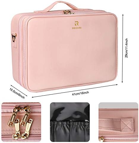 Relavel Travel Makeup Train Case Cosmetic Case Organizer Portable Artist Storage Bag with Adjustable Dividers for Cosmetics Makeup Brushes Toiletry Jewelry Digital Accessories - Image 6