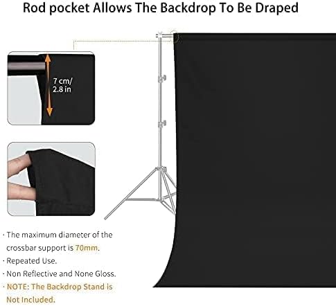 10x10 FT Black Photo Backdrop 100% Polyester Photography Background | Non-Reflective, Wrinkle-Resistant, Foldable Washable Black Sheet for Professional Photoshoot Portraits Party Video Studio - Image 3