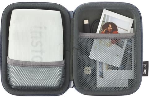 Fujifilm Instax Mini Link 3 Case, Portable Travel Carrying Case for Instax Mini Link 3 Smartphone Printer, Protective Zipper Case with Storage Pockets for Film, Cable & Accessories (Woven Slate Blue) by FUJIFILM