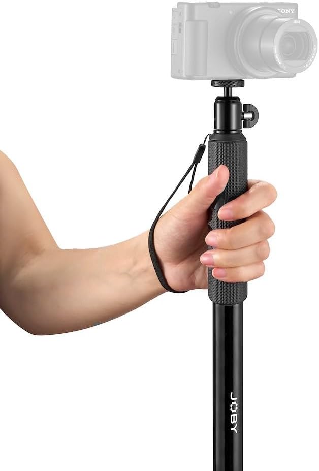 Joby Compact Monopod 2-in-1, Camera/Action Cam with Ball Head, Universal ¼-20” Mount, Swivel Mount Compatible with GoPro, DSLR, Mirrorless Camera, Colour: Black by JOBY