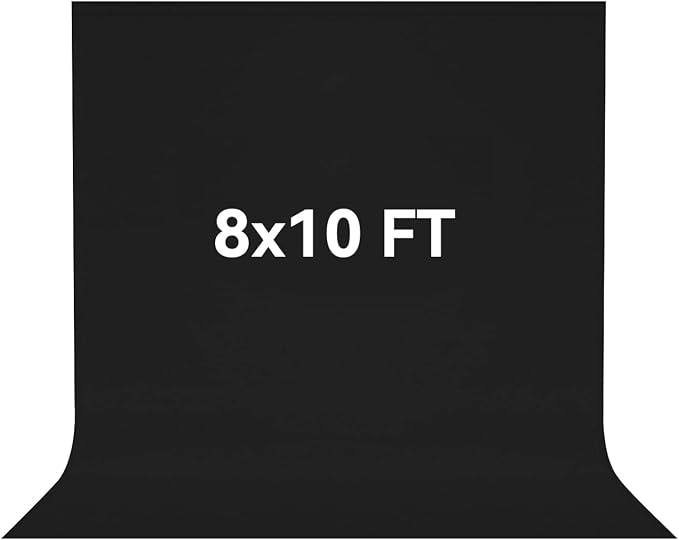8x10 FT Black Photo Backdrop 100% Polyester Photography Background | Non-Reflective, Wrinkle-Resistant, Foldable Washable Black Sheet for Professional Photoshoot Portraits Party Video Studio by Vevelux