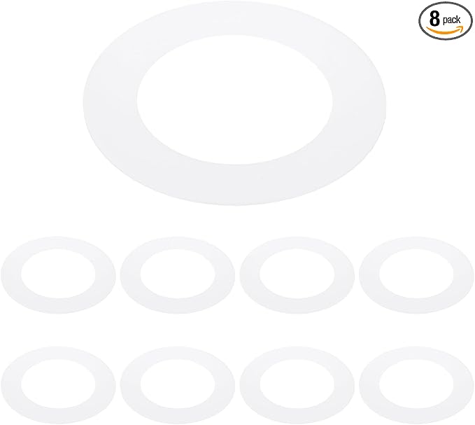 PATIKIL 3.2" ID 4.9" OD Plastic Trim Ring, 8 Pcs Ceiling Light Goof Rings Matte Circular Light Cover Lighting Fixture for Ceiling Wall Recessed Can Downlights, Translucent Matte White by PATIKIL