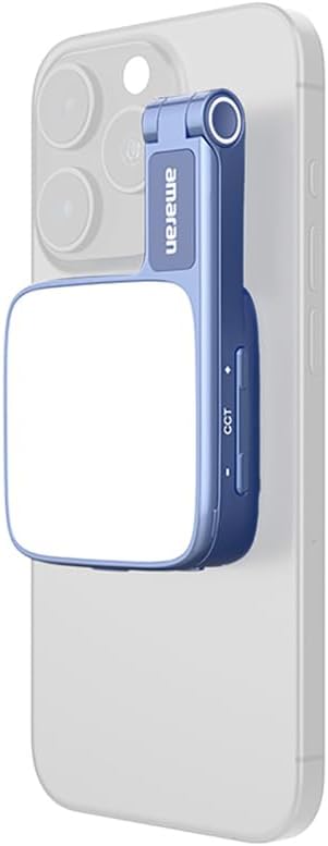 Amaran Go Magnetic Selfie Phone Light, Compatible with MagSafe & Qi2 Magnets, Dual LED Light Source with Adjustable Mirror Light & CCT (2700K-6500K), for Selfies, Makeup, & Content Creation (Blue) | Includes USB-C cable and MagSafe adapter for vlogging... - Image 8