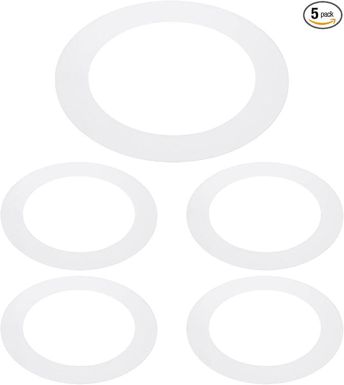PATIKIL 6.3" ID 8.7" OD Plastic Trim Ring, 5 Pcs Ceiling Light Goof Rings Matte Circular Light Cover Lighting Fixture for Ceiling Wall Recessed Can Downlights, Translucent Matte White by PATIKIL