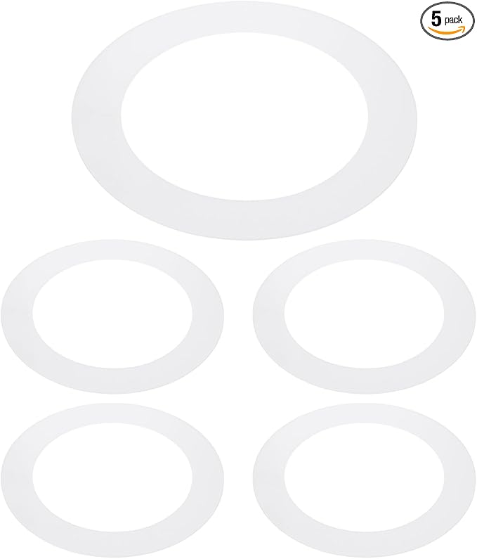 PATIKIL 4.5" ID 6.3" OD Plastic Trim Ring, 5 Pcs Ceiling Light Goof Rings Matte Circular Light Cover Lighting Fixture for Ceiling Wall Recessed Can Downlights, Translucent Matte White by PATIKIL