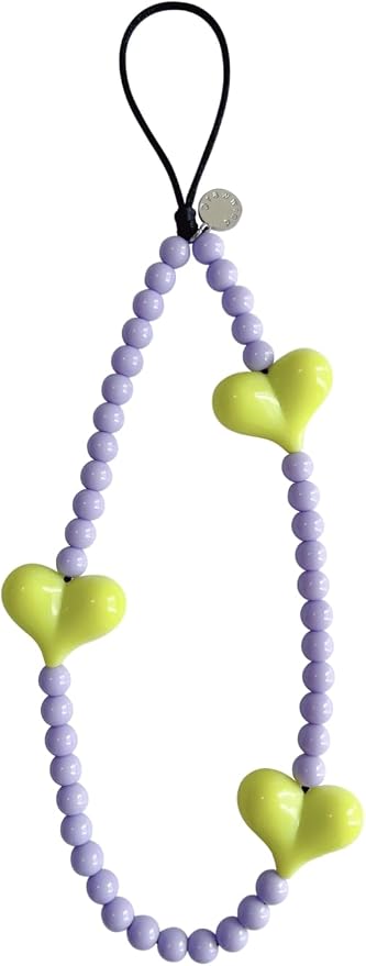 Drawwind Phone Charm Beaded Wristlet Strap Universal Cell Phone Lanyard Cute Bracelet Wrist Strap Beaded Chain String Handmade Accessories for Case Camera Bags (Green Heart) by Drawwind