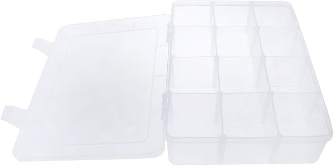 Xiaoyztan 12-Bin Clear Plastic Organizer with Adjustable Divider 7.3x4.9in | 12-grid organizer with adjustable dividers for jewelry, beads, tackle, and crafts - Image 3