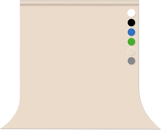 Beige Photo Backdrop for Photoshoot Solid Color Background 5x7 ft | Cream Photography Photobooth Curtain for Headshot, Homestudio, Portrait, Video, Meeting, Easy to Install, Washable Fabric by Pksoiil