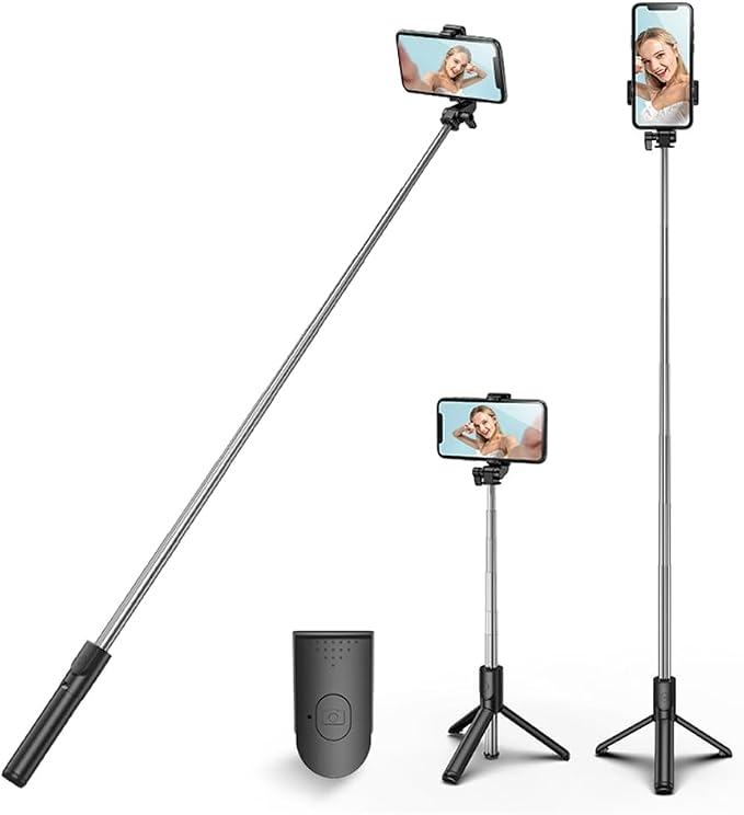 Selfie Stick Tripod, 3 in 1 Extendable & Portable iPhone Tripod Selfie Stick with Wireless Remote Compatible with iPhone 16 15 14 13 12 11 pro Xs Max 8 7, Galaxy Note10/S20/S10 by XIHAMA