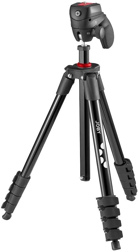 Joby Compact Action Tripod, Camera Tripod with Ball Head, Universal ¼-20” Quick Release Mount and Carrying Bag, for CSC,DSLR, Mirrorless Cameras, Colour: Black, 1.5kg Capacity by JOBY