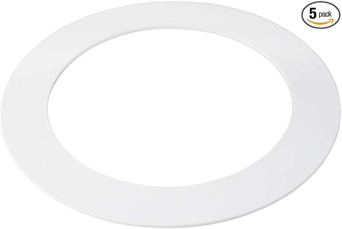 5 Pack Gloss White Goof Trim Ring for 8" Inch Recessed Can Lighting Down Light, Outer Diameter 8.6 Inches, Inner Diameter 6.2 Inches by HARRRRD