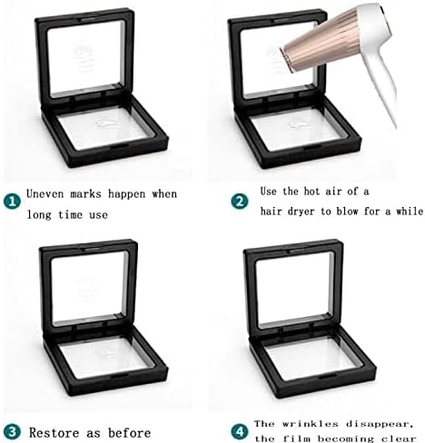 5 Pcs 3D Floating Frame Display Holder with Stands, Thin Film Jewelry Storage Box Coin Display Case, PE Suspension Frames Container for Medallions Stamps Chip Pin Butterfly Specimens (2.5 x 2.5in) - Image 7
