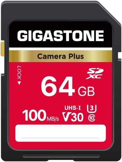 GIGASTONE 64GB SD Card, Camera Plus, Speed Up to 100MB/s, UHS-I U3 Class 10 SDXC Memory Card Full HD Video for Digital Camera, with 1 mini case by Gigastone