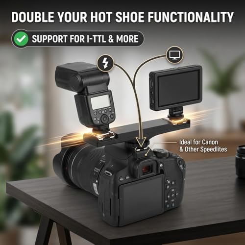 Hot Shoe Splitter, Multifunctional Hot Shoe Flash Light Bracket, Hot Shoe Mount Plate Adapter, High Loading Accessories for Camera Camcorder (for) - Image 2