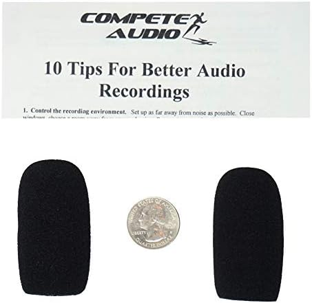 CA555 large microphone windscreens (Foam Microphone Covers) (2-pack) for use with mini-shotgun mics, larger headsets and desktop microphones by Compete+Audio