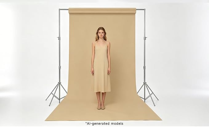 YSKE-Seamless Beige Paper Backdrop Roll for Photography, Photo Background,Roll of Paper with Backdrop Cover for Background Stand,Thick Anti-Wrinkle Matte(53''x16.4',Beige/Tan) - Image 5