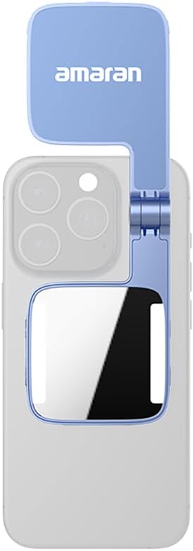 Amaran Go Magnetic Selfie Phone Light, Compatible with MagSafe & Qi2 Magnets, Dual LED Light Source with Adjustable Mirror Light & CCT (2700K-6500K), for Selfies, Makeup, & Content Creation (Blue) | Includes USB-C cable and MagSafe adapter for vlogging... by amaran