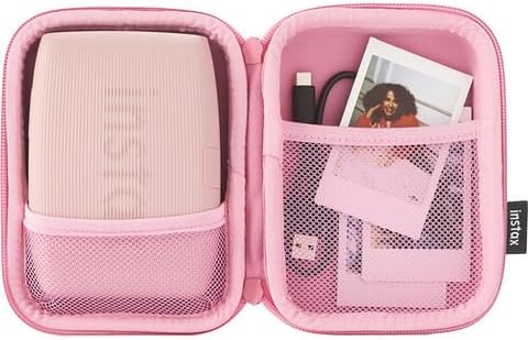 Fujifilm Instax Mini Link 3 Case, Portable Travel Carrying Case for Instax Mini Link 3 Smartphone Printer, Protective Zipper Case with Storage Pockets for Film, Cable & Accessories (Woven Pink) by FUJIFILM