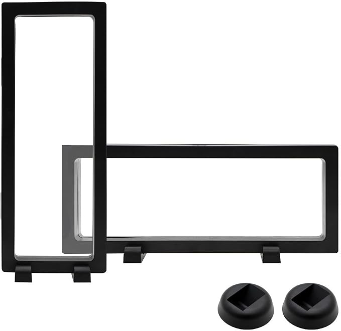 2Pcs 3D Floating Frame Display Stands, Transparent Display Case Holder with Bases, Clear Suspension Frame Showcase for coin Jewelry, Medallions, Antique, Specimens, 9.06x3.54inch by QUMENEY