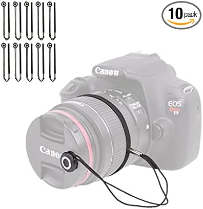 Foto&Tech Camera Lens Cap Leash with Elastic String, Compatible with Universal DSLR SLR Evil Mirrorless Cameras Video (x10) by FOTO%26TECH