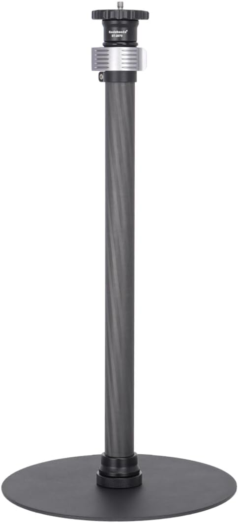 Koolehaoda Round Base Monopod 16"-28" Adjustable Tripod Stand for Desk | Carbon Fiber Tabletop Tripod with 1/4"-3/8" Thread for DSLR Camera Light Webcam for Live Streaming Vlogging, Payload 33lbs by Koolehaoda