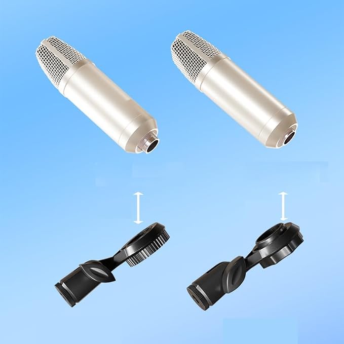 2 Pack Condenser Microphone Clip Holder with 7/8'' Thread Mount Condenser Mic Holder Adapter for Cardioid Diaphragm Studio Condener Microphones Stand Recording Streaming Vocal Mic Boom Arm - Image 3