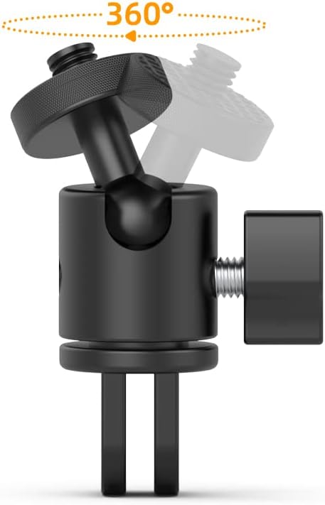 Aluminum 360 Degree Rotation Camera Mount, 1/4 Screw Adjustable Adapter Mount, Compatible with GoPro Hero 12/11/10/9/8/7, DJI, Sony, Xiaomi yi and Other Action Cameras - Image 3
