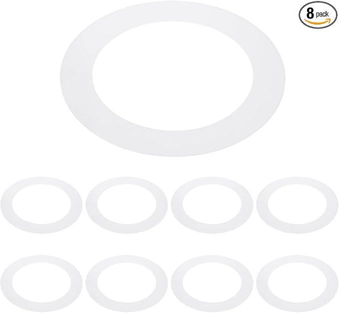 PATIKIL 5" ID 7.5" OD Plastic Trim Ring, 8 Pcs Ceiling Light Goof Rings Matte Circular Light Cover Lighting Fixture for Ceiling Wall Recessed Can Downlights, Translucent Matte White by PATIKIL