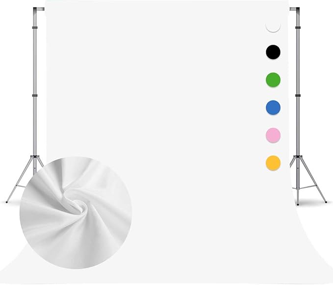 White Photography Backdrop for Photoshoot, Fabric 8x10ft | Versatile Studio Photo Backgrounds, Non Reflective, Easy to Use, for Portraits, Product, Party, Video Creation by TERSUM