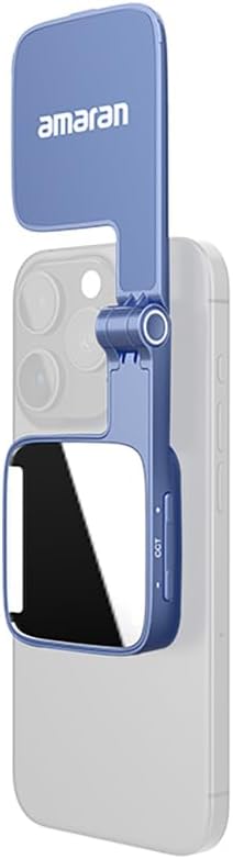 Amaran Go Magnetic Selfie Phone Light, Compatible with MagSafe & Qi2 Magnets, Dual LED Light Source with Adjustable Mirror Light & CCT (2700K-6500K), for Selfies, Makeup, & Content Creation (Blue) | Includes USB-C cable and MagSafe adapter for vlogging... - Image 9