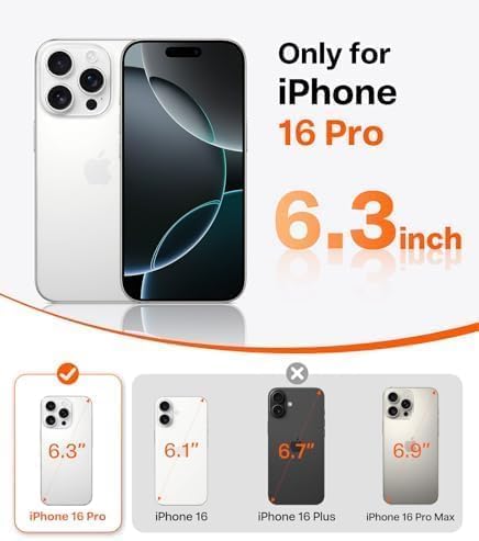 LeYi for iPhone-16-Pro Case: with Screen Protector X2, i Phone 16pro Cases Magnetic Cover Slim Funda para iPhone16 Procase Protective Women Men Rugged Military Grade Heavy Duty, Black - Image 6