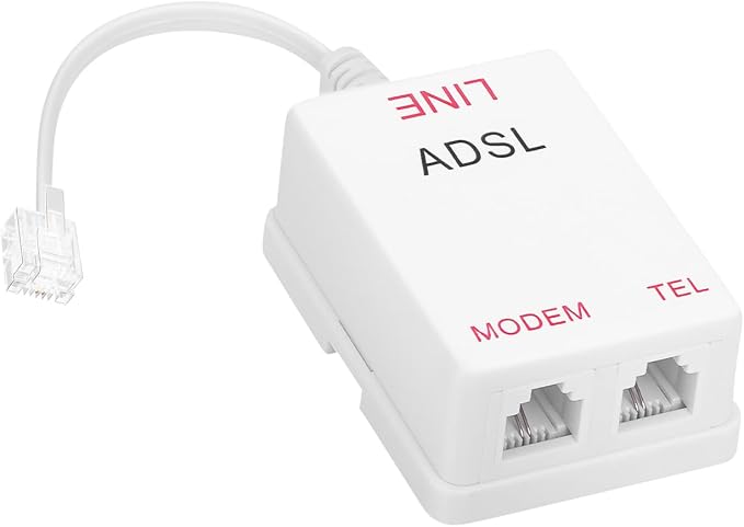 Uvital DSL Filter Splitter for Landline, ADSL Splitter Filter, RJ11 White | 6P2C DSL Filter for Landline Phone, Male to 2 Female Telephone DSL Modem (1PC) — Clear Calls by Uvital
