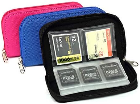 3-Pack Memory Card Case - Carrying Case Suitable for Micro SD, Mini SD and 4X CF, Card Holder Bag Wallet for Media Storage Organization (Black+Blue+Pink) by JCSMARTEC