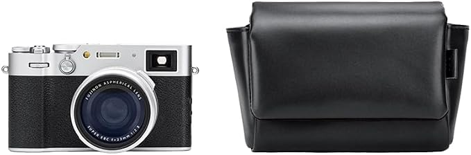 KIWIFOTOS PU Leather Camera Case for Fuji X100VI X100V PowerShot V1 | without strap, for X100VI/X-E5+23/27mm lens & PowerShot V1. Soft PU leather, magnetic flap, rear zipper pocket by KIWIFOTOS